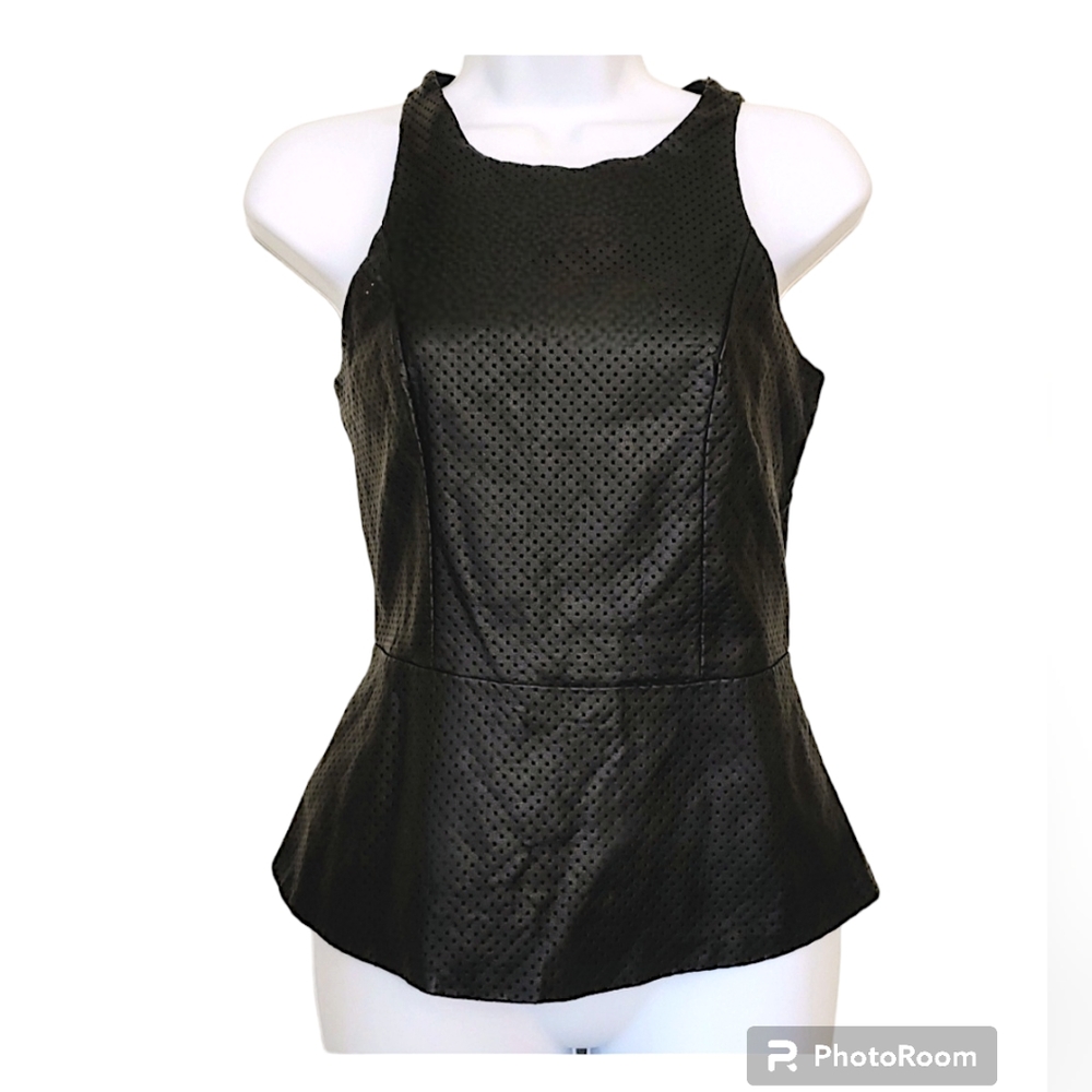 Express leather peplum top